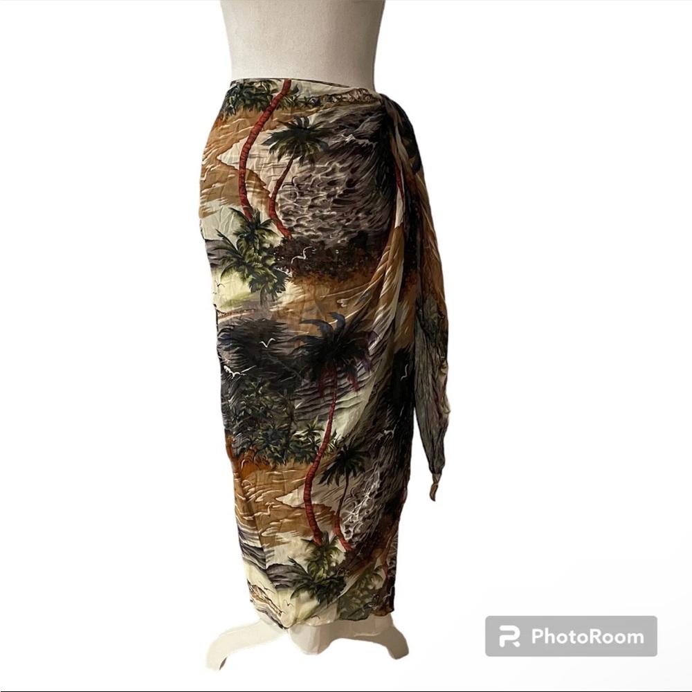 Georgiou Studio 100% Silk Tropical Cross Over Wrap Long Skirt Size 4